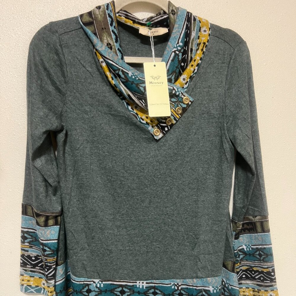 Miusey tunic top, NWT, cowl neck, size: S